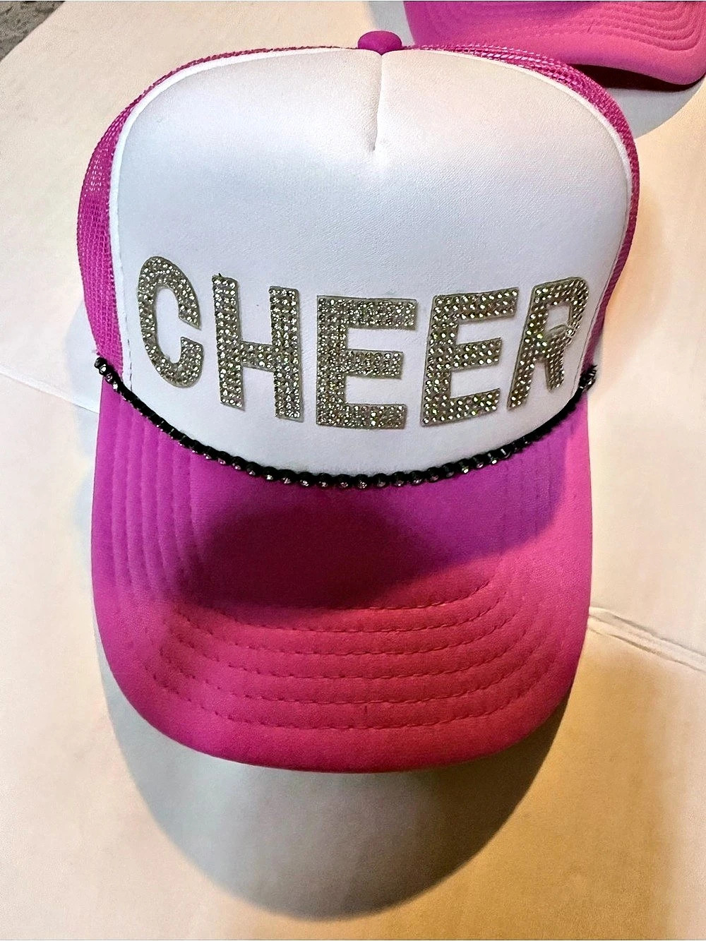 New Pink & White Cheer Trucker Hat
